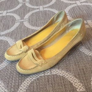 Nine West Yellow Suede Wedge Loafer